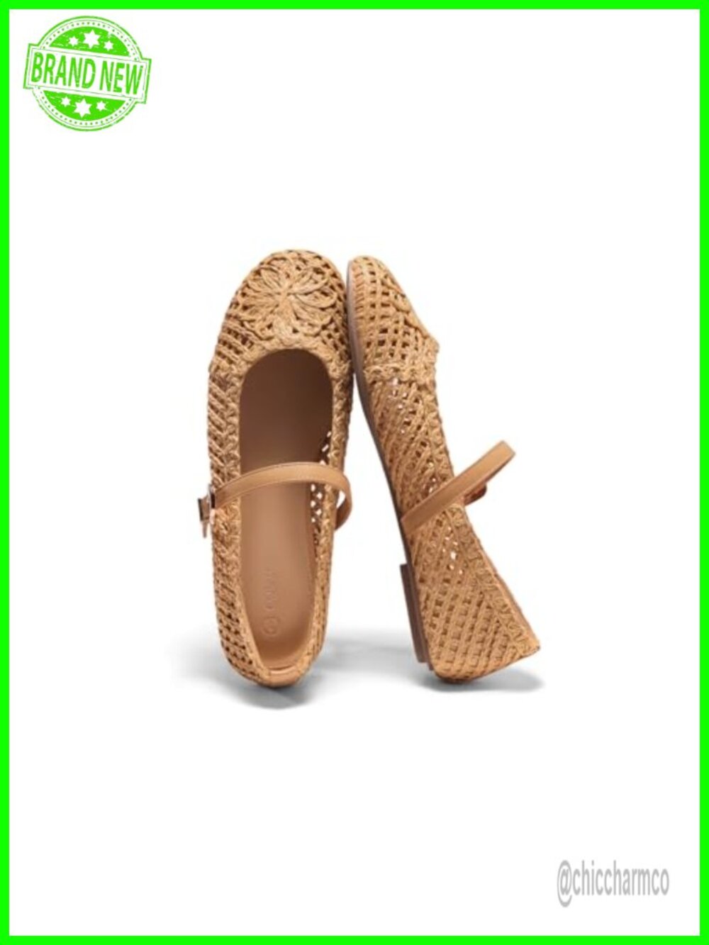 Women's Woven Ballet Flats Slip On Mary Jane Shoes Round Toe Cushioned Comfort